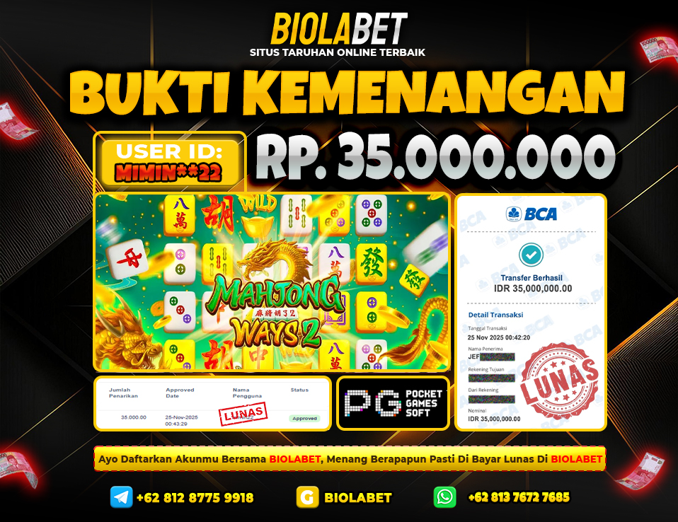 BIOLABET JACKPOT PG Soft Rp.35.000.000.,- LUNAS