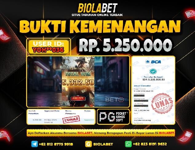 BIOLABET JACKPOT Pg Soft Rp.5.250.000.,- LUNAS