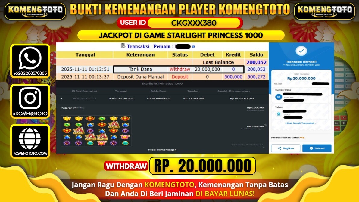 LAGI & LAGI!! KEMENANGAN BESAR DI SLOT STARLIGHT PRINCESS 1000 SEBESAR Rp.20.000.000 KOMENGTOTO BAYAR LUNAS SECEPAT KILAT !! KOMENGTOTO BAYAR SECEPAT KILAT !!