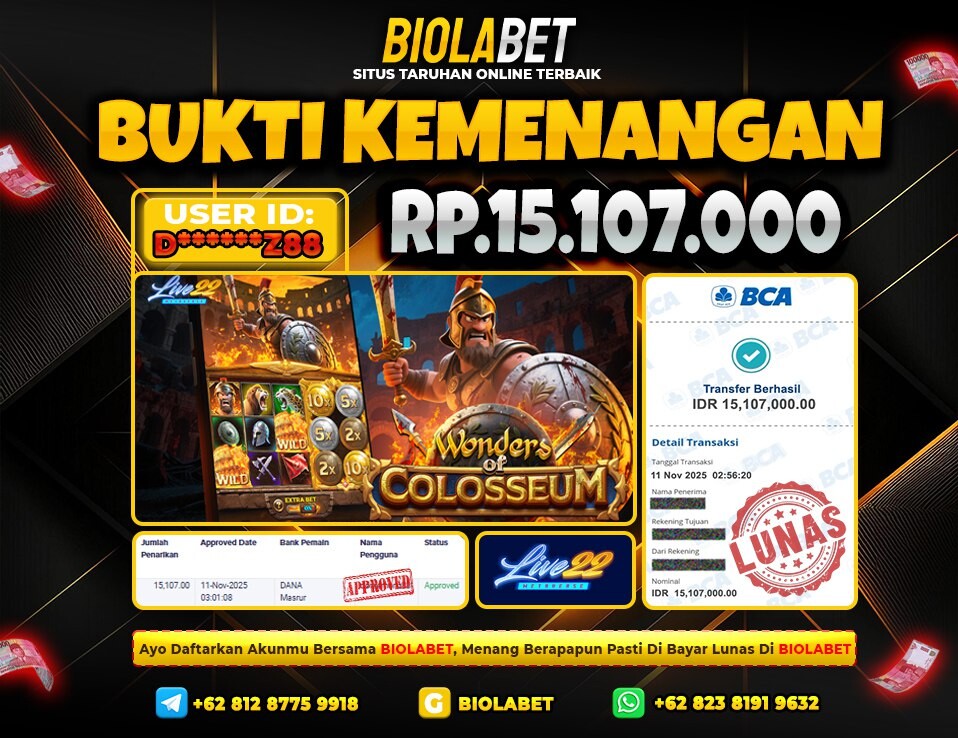BIOLABET JACKPOT Live 22 Rp.15.107.000.,- LUNAS