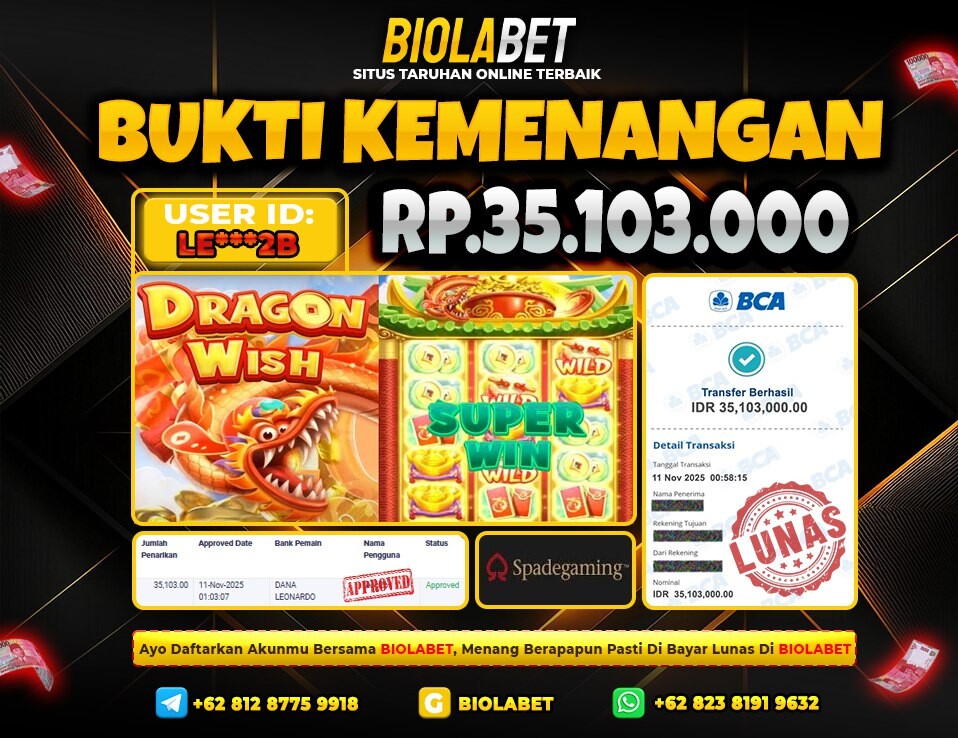 BIOLABET JACKPOT SpadeGaming Rp.35.103.000.,- LUNAS