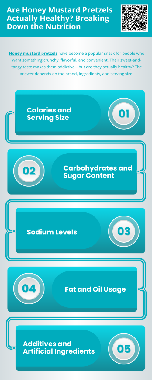 Honey mustard pretzels offer a flavorful, crunchy snack, but their healthiness depends on ingredients and portion size. While they provide quick energy, many brands contain added sugars, sodium, and refined flour. Enjoyed in moderation, they can fit into a balanced diet. Always check labels to choose healthier versions with fewer additives. To know more visit here- https://cravnflavor.com/product/cravn-flavor-seasoned-honey-mustard-pretzel-braids-16-oz/