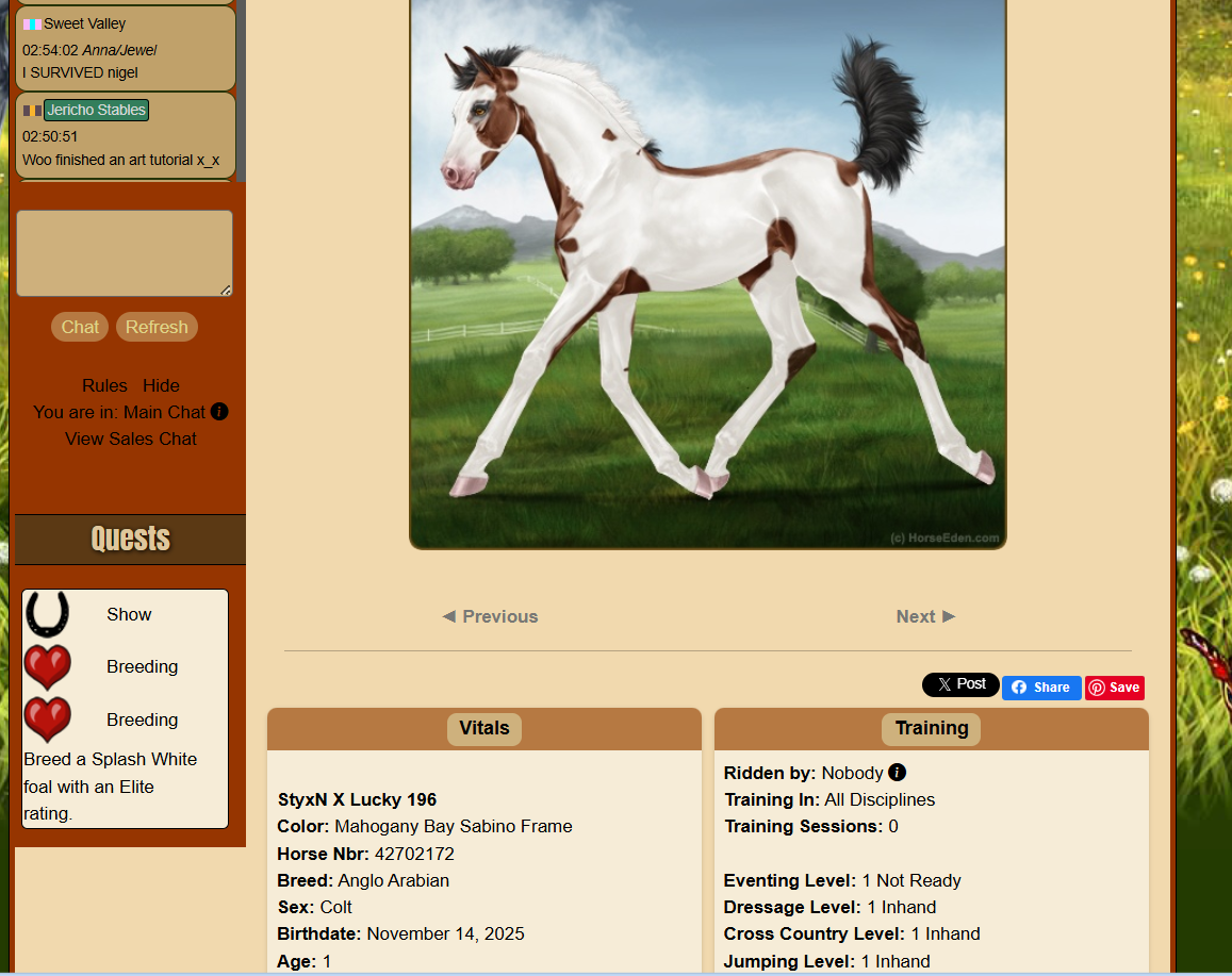 Quest Colt with proof of quest