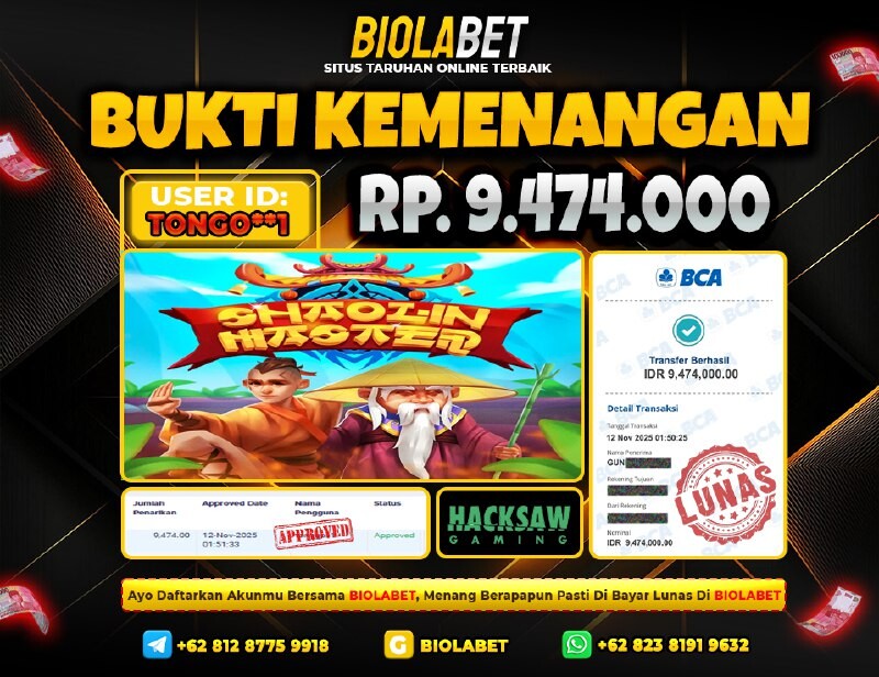 BIOLABET JACKPOT Hacksaw Rp.9.474.000.,- LUNAS