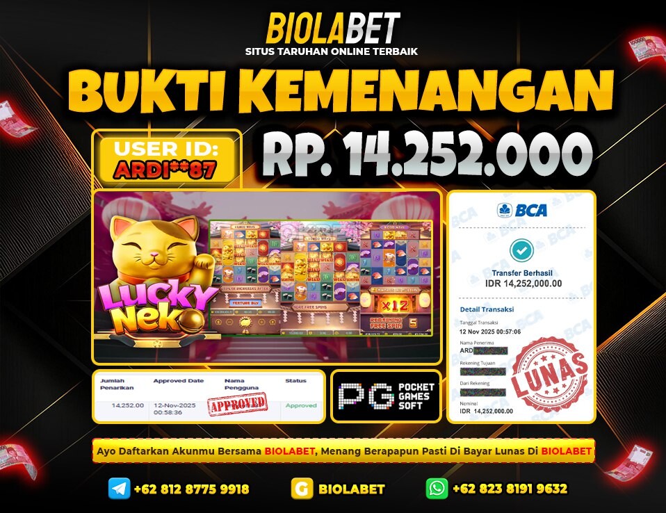 BIOLABET JACKPOT Pg Soft Rp.14.252.000.,- LUNAS