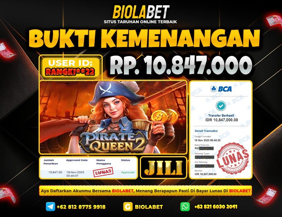 BIOLABET JACKPOT JILI Rp.10.847.000.,- LUNAS