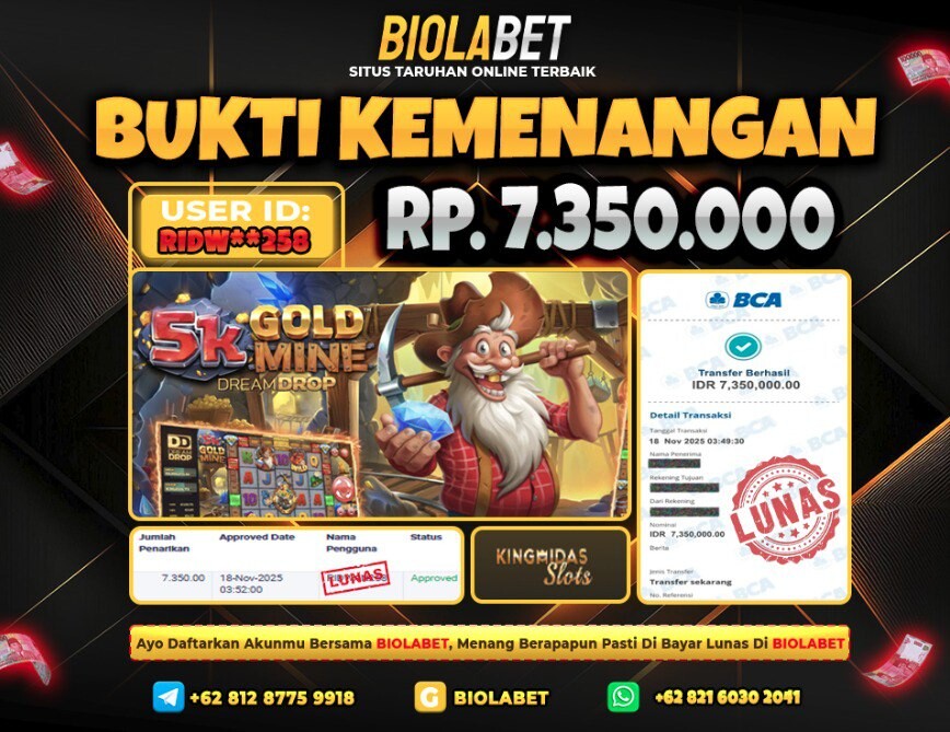 BIOLABET JACKPOT King Midas Slot Rp.7.350.000.,- LUNAS
