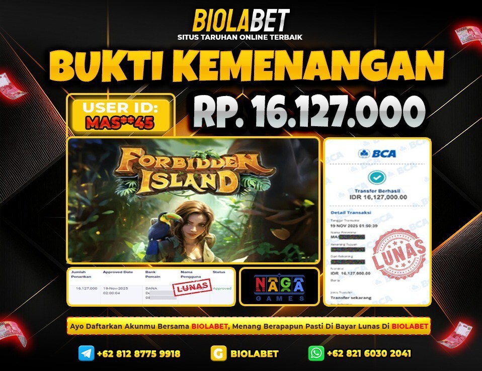 BIOLABET JACKPOT Naga Games Rp.16.127.000.,- LUNAS