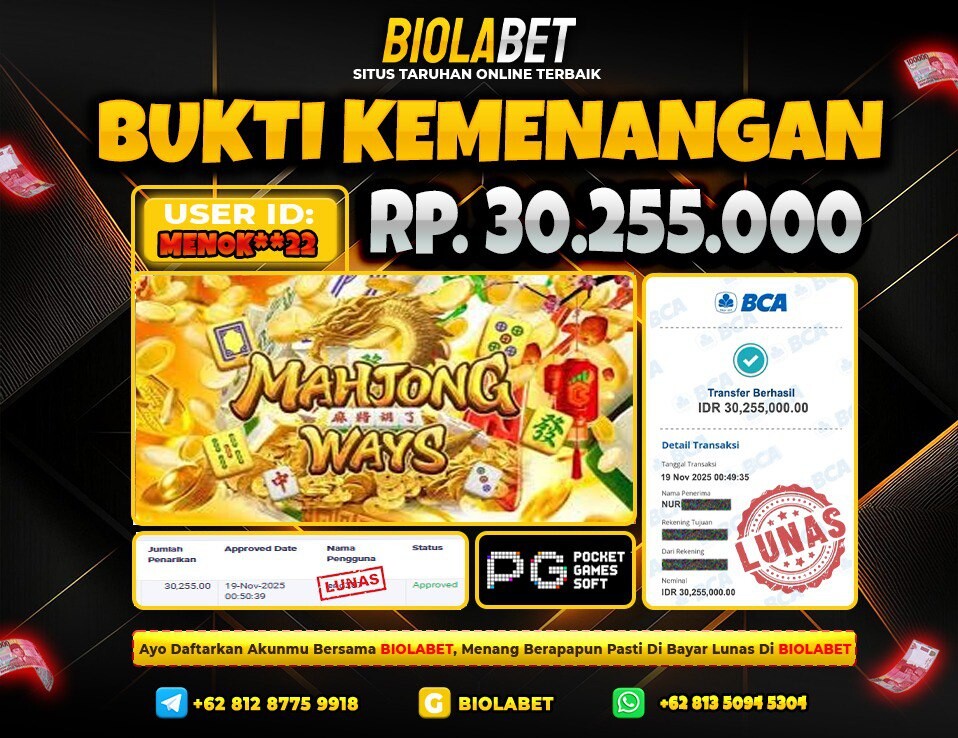 BIOLABET JACKPOT Pg Soft Rp.30.255.000.,- LUNAS