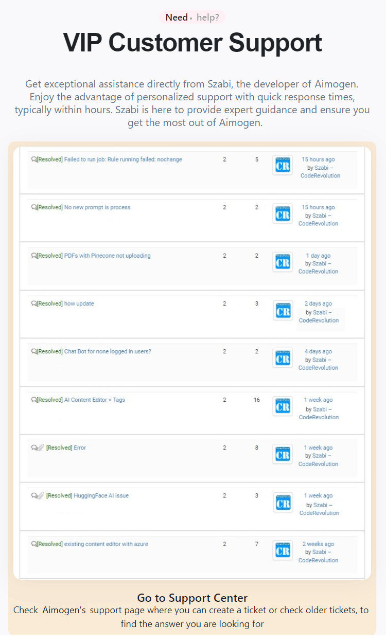 VIP customer support