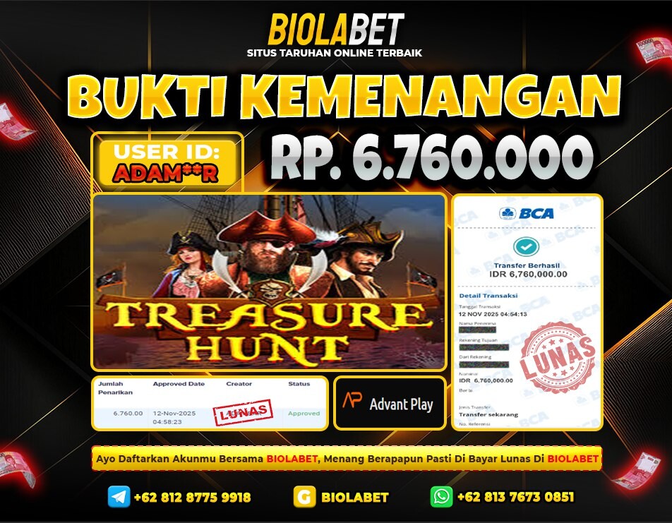 BIOLABET JACKPOT Advant Play Rp.6.760.000.,- LUNAS