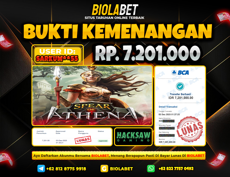BIOLABET JACKPOT Hacksaw Rp.7.201.000.,- LUNAS
