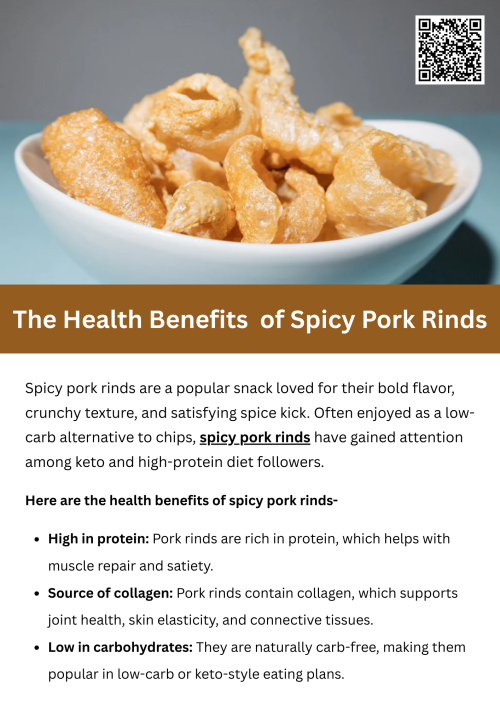 Spicy pork rinds offer a crunchy, flavorful snack that’s naturally low in carbs and high in protein, making them popular in keto and low-carb diets. Spicy pork rinds can help satisfy cravings, support satiety, and provide essential fats, though mindful portion control is important due to their sodium and fat content. To know more visit here- https://cravnflavor.com/product/cravn-flavor-hot-spicy-pork-rinds-4-oz/