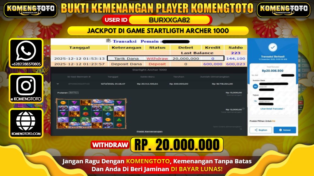 LAGI & LAGI!! KEMENANGAN BESAR DI SLOT STARTLIGTH ARCHER 1000 SEBESAR Rp.20.000.000 KOMENGTOTO BAYAR LUNAS SECEPAT KILAT !! KOMENGTOTO BAYAR SECEPAT KILAT !!