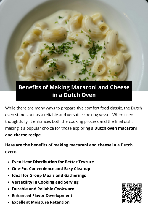 Making macaroni and cheese in a Dutch oven delivers even heat, rich flavor, and a perfectly creamy texture. The one-pot method reduces cleanup while enhancing consistency. A Dutch oven macaroni and cheese recipe is ideal for family meals, gatherings, and anyone who loves comfort food made simple and satisfying. To know more visit here https://foodclub.com/recipe/dutch-oven-mac-cheese