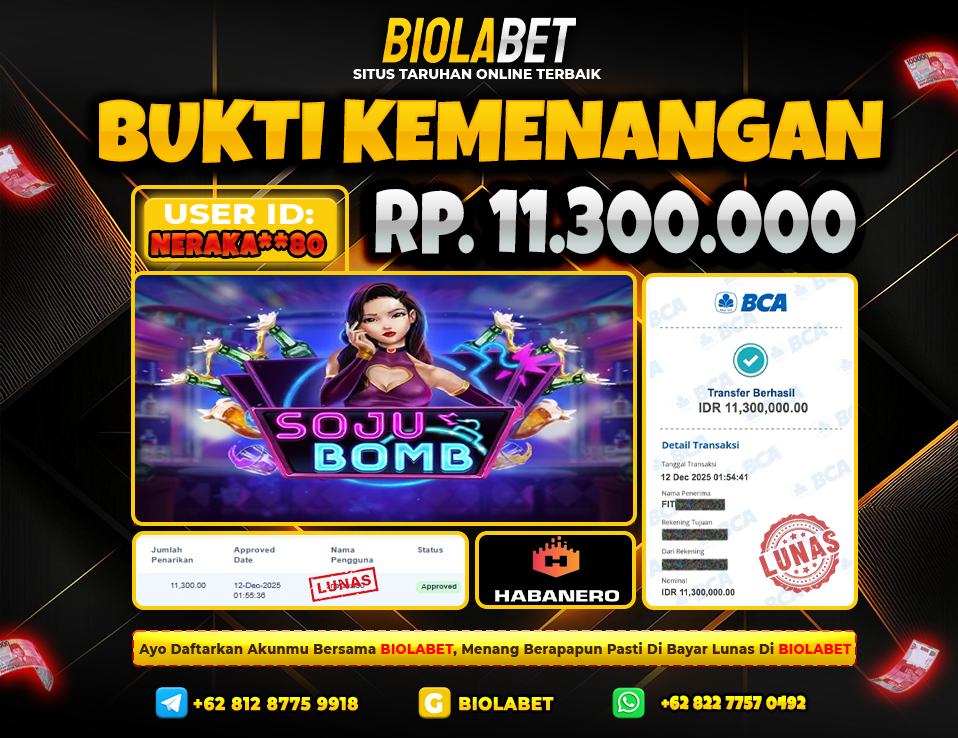 BIOLABET JACKPOT Habanero Rp.11.300.000.,- LUNAS