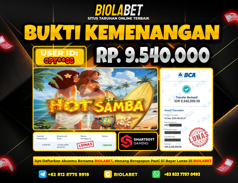 BIOLABET JACKPOT Smartsoft Rp.9.540.000.,- LUNAS