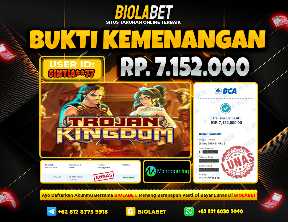 BIOLABET JACKPOT MicroGaming Rp.7.152.000.,- LUNAS