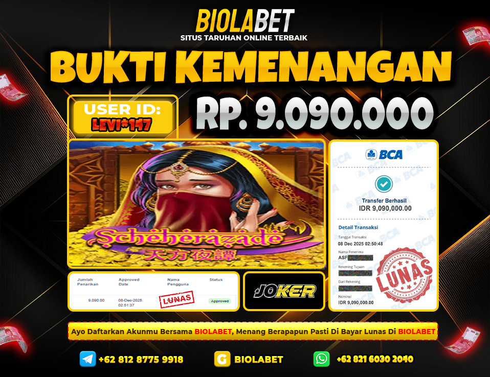 BIOLABET JACKPOT Joker Rp.9.090.000.,- LUNAS