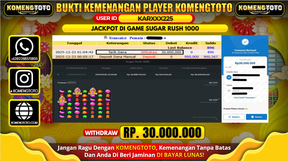 LAGI & LAGI!! KEMENANGAN BESAR DI SLOT SUGAR RUSH 1000 SEBESAR Rp.30.000.0000 KOMENGTOTO BAYAR LUNAS SECEPAT KILAT !! KOMENGTOTO BAYAR SECEPAT KILAT !!