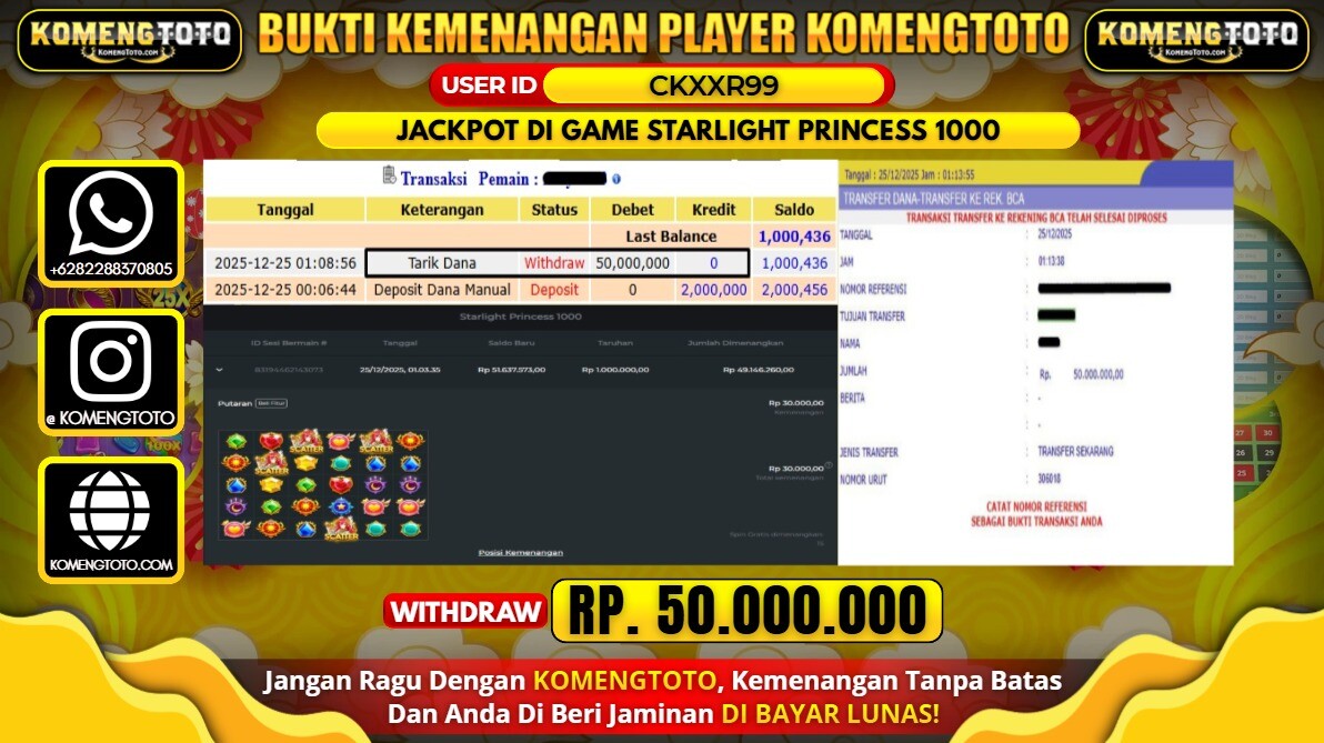 LAGI & LAGI!! KEMENANGAN BESAR DI SLOT STARLIGHT PRINCESS 1000 SEBESAR Rp.50.000.000 KOMENGTOTO BAYAR LUNAS SECEPAT KILAT !! KOMENGTOTO BAYAR SECEPAT KILAT !!