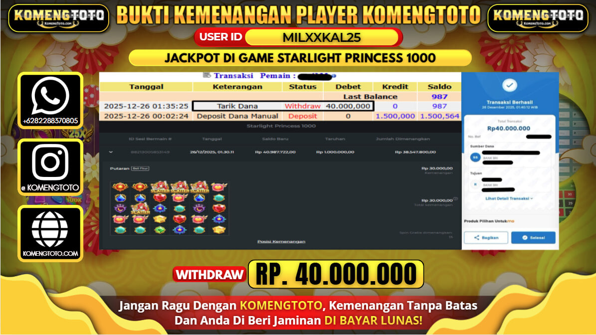 LAGI & LAGI!! KEMENANGAN BESAR DI SLOT STARLIGHT PRINCESS 1000 SEBESAR Rp.40.000.000 KOMENGTOTO BAYAR LUNAS SECEPAT KILAT !! KOMENGTOTO BAYAR SECEPAT KILAT !!