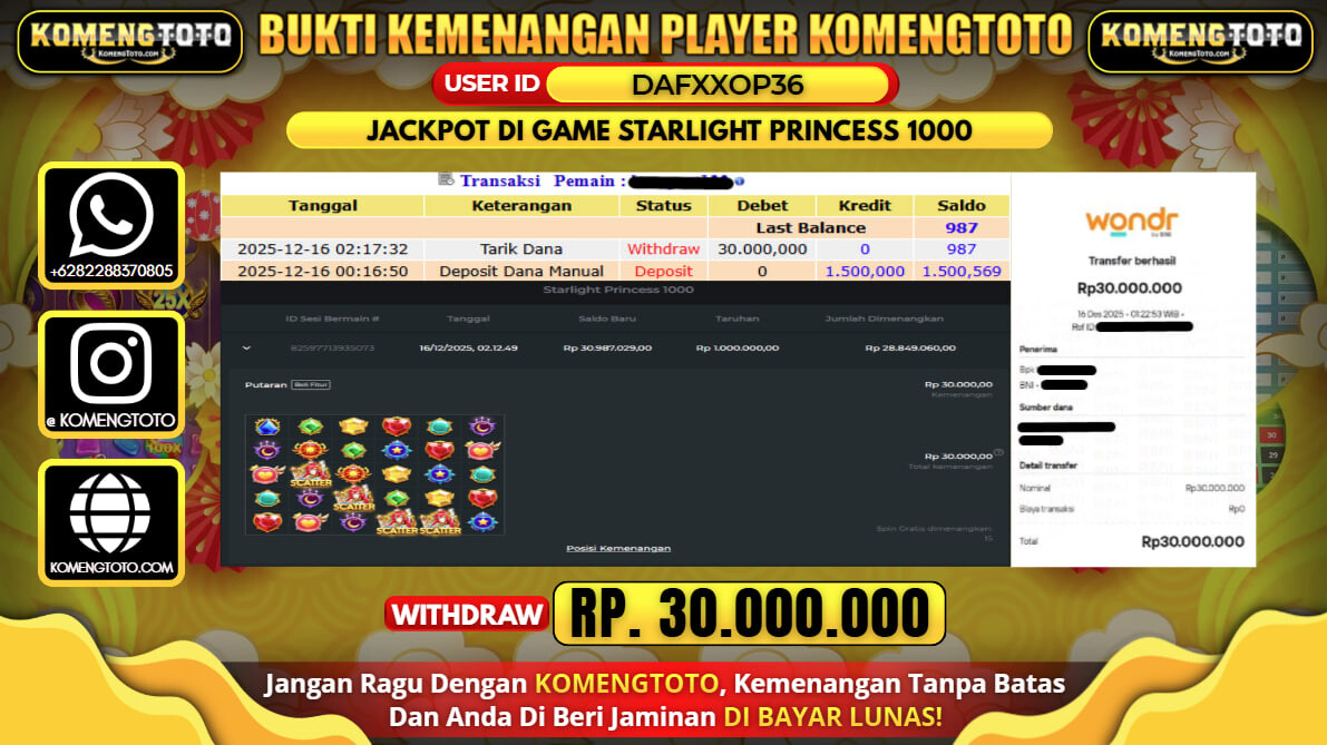 LAGI & LAGI!! KEMENANGAN BESAR DI SLOT STARLIGHT PRINCESS 1000 SEBESAR Rp.30.000.000 KOMENGTOTO BAYAR LUNAS SECEPAT KILAT !! KOMENGTOTO BAYAR SECEPAT KILAT !!