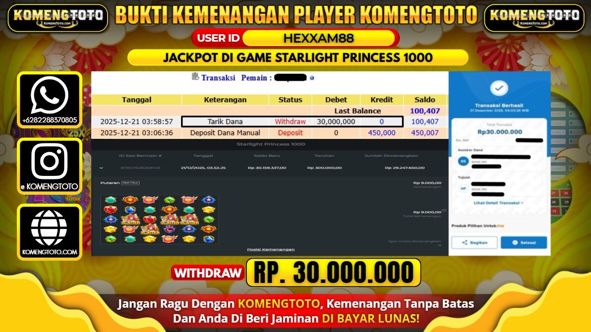 LAGI & LAGI!! KEMENANGAN BESAR DI SLOT STARLIGHT PRINCESS 1000 SEBESAR Rp.30.000.000 KOMENGTOTO BAYAR LUNAS SECEPAT KILAT !! KOMENGTOTO BAYAR SECEPAT KILAT !!