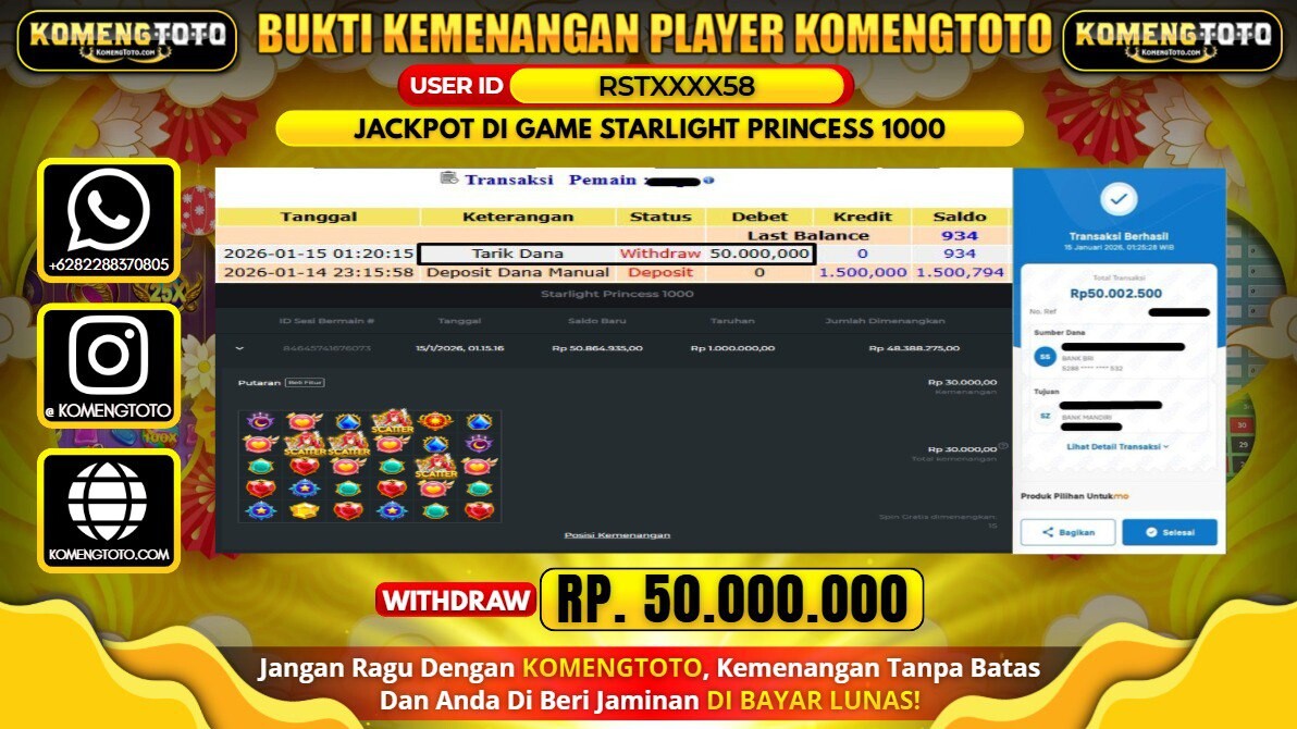 LAGI & LAGI!! KEMENANGAN BESAR DI SLOT STARLIGHT PRINCESS 1000 SEBESAR Rp.50.000.000 KOMENGTOTO BAYAR LUNAS SECEPAT KILAT !! KOMENGTOTO BAYAR SECEPAT KILAT !!