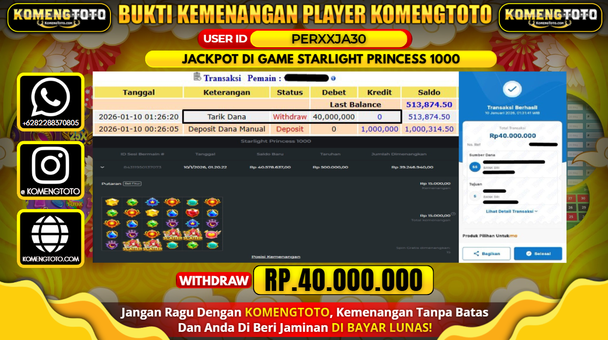 LAGI & LAGI!! KEMENANGAN BESAR DI SLOT STARLIGHT PRINCESS 1000 SEBESAR Rp.40.000.000 KOMENGTOTO BAYAR LUNAS SECEPAT KILAT !! KOMENGTOTO BAYAR SECEPAT KILAT !!