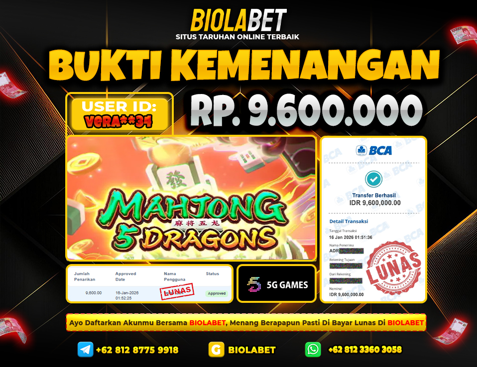 BIOLABET JACKPOT 5G Games Rp.9.600.000.,- LUNAS