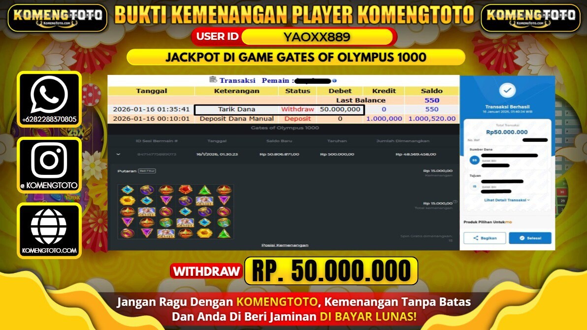 LAGI & LAGI!! KEMENANGAN BESAR DI SLOT GATES OF OLYMPUS 1000 SEBESAR Rp.50.000.000 KOMENGTOTO BAYAR LUNAS SECEPAT KILAT !! KOMENGTOTO BAYAR SECEPAT KILAT !!