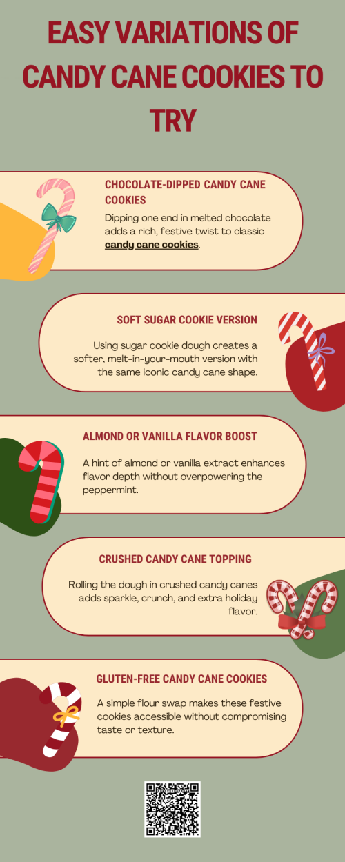 Easy variations of candy cane cookies add fun twists to a classic holiday treat. From chocolate-dipped ends and soft sugar cookie versions to adding crushed peppermint or white chocolate chips, these simple ideas enhance flavor and texture. Perfect for beginners, these creative options make candy cane cookies more festive, customizable, and enjoyable for every holiday gathering. To know more visit here - https://cravnflavor.com/product/cravn-flavor-double-stuffed-candy-cane-sandwich-cookies-with-peppermint-creme-15-25-oz/