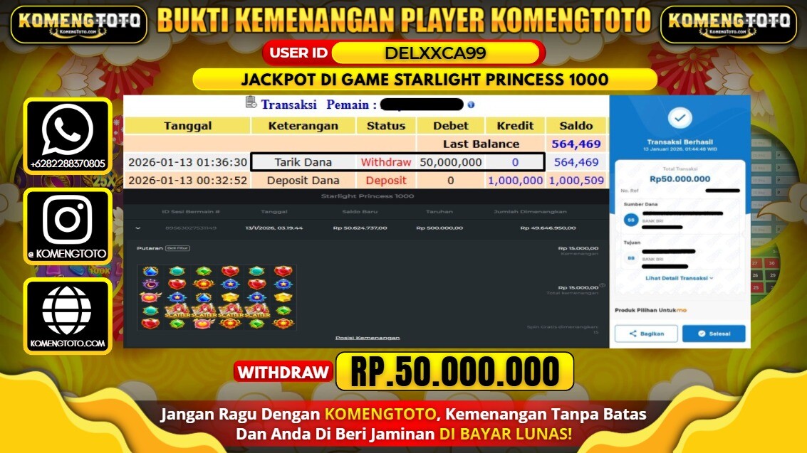 LAGI & LAGI!! KEMENANGAN BESAR DI SLOT STARLIGHT PRINCESS 1000 SEBESAR Rp. 50.000.000 KOMENGTOTO BAYAR LUNAS SECEPAT KILAT !! KOMENGTOTO BAYAR SECEPAT KILAT !!