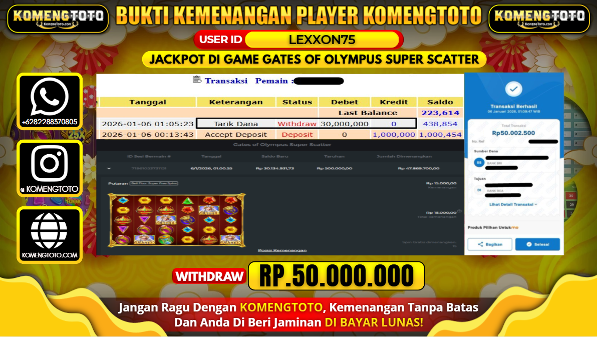 LAGI & LAGI!! KEMENANGAN BESAR DI SLOT GATES OF OLYMPUS SUPER SCATTER SEBESAR Rp.50.000.000 KOMENGTOTO BAYAR LUNAS SECEPAT KILAT !! KOMENGTOTO BAYAR SECEPAT KILAT !!