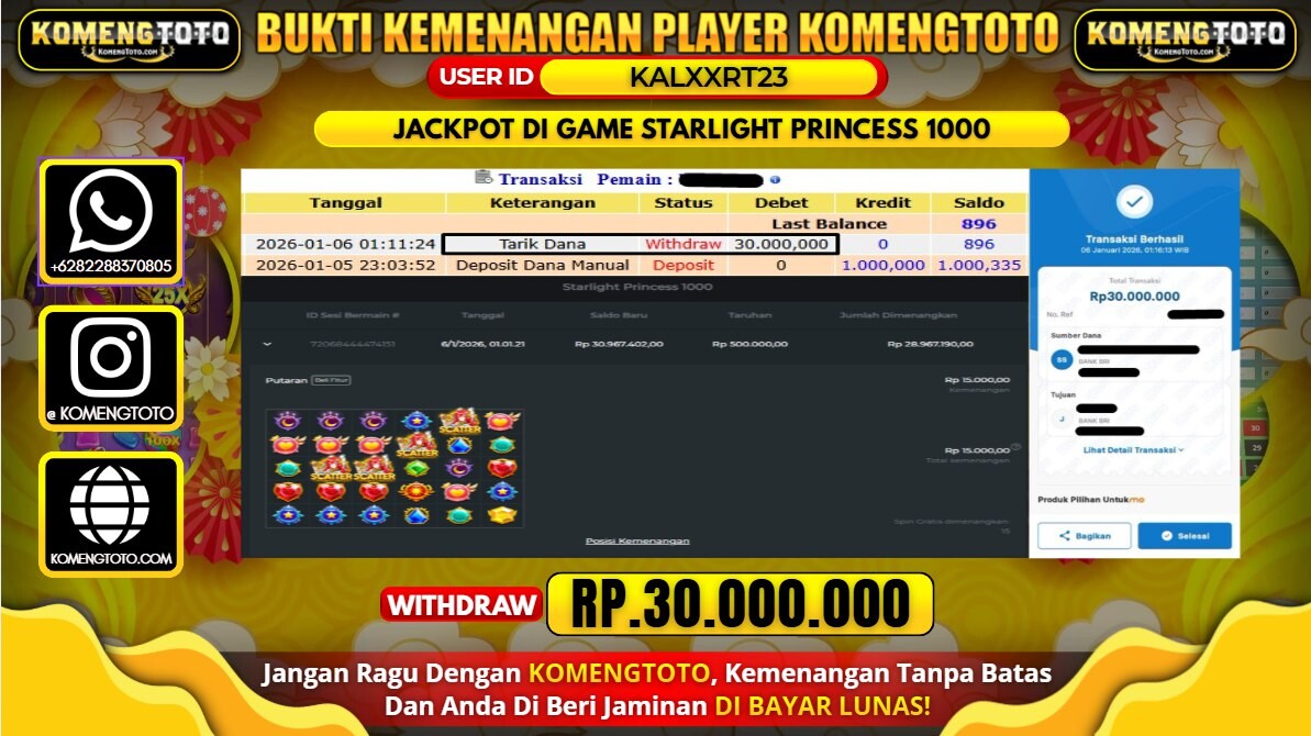 LAGI & LAGI!! KEMENANGAN BESAR DI SLOT  STARLIGHT PRINCESS 1000 SEBESAR Rp.30.000.000 KOMENGTOTO BAYAR LUNAS SECEPAT KILAT !! KOMENGTOTO BAYAR SECEPAT KILAT !!