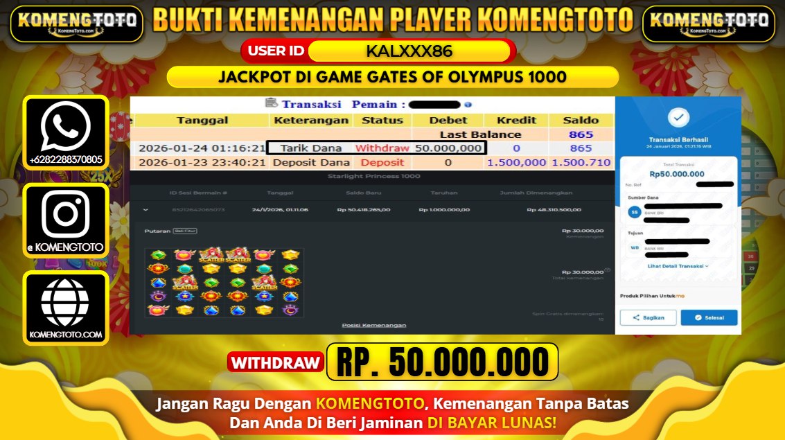 LAGI & LAGI!! KEMENANGAN BESAR DI SLOT GATEES OF OLYMPUS 1000 SEBESAR Rp. 50.000.000 KOMENGTOTO BAYAR LUNAS SECEPAT KILAT !! KOMENGTOTO BAYAR SECEPAT KILAT !!
