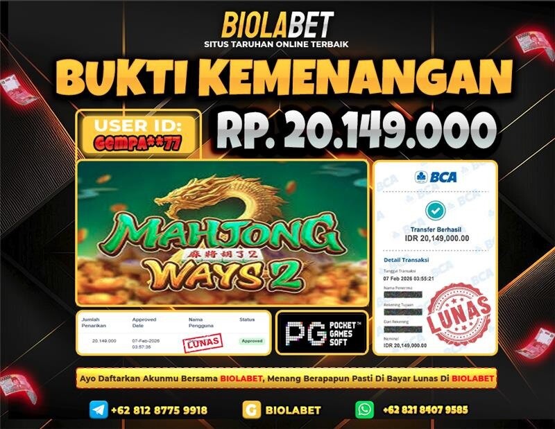BIOLABET JACKPOT PG Soft Rp.20.149.000.,- LUNAS