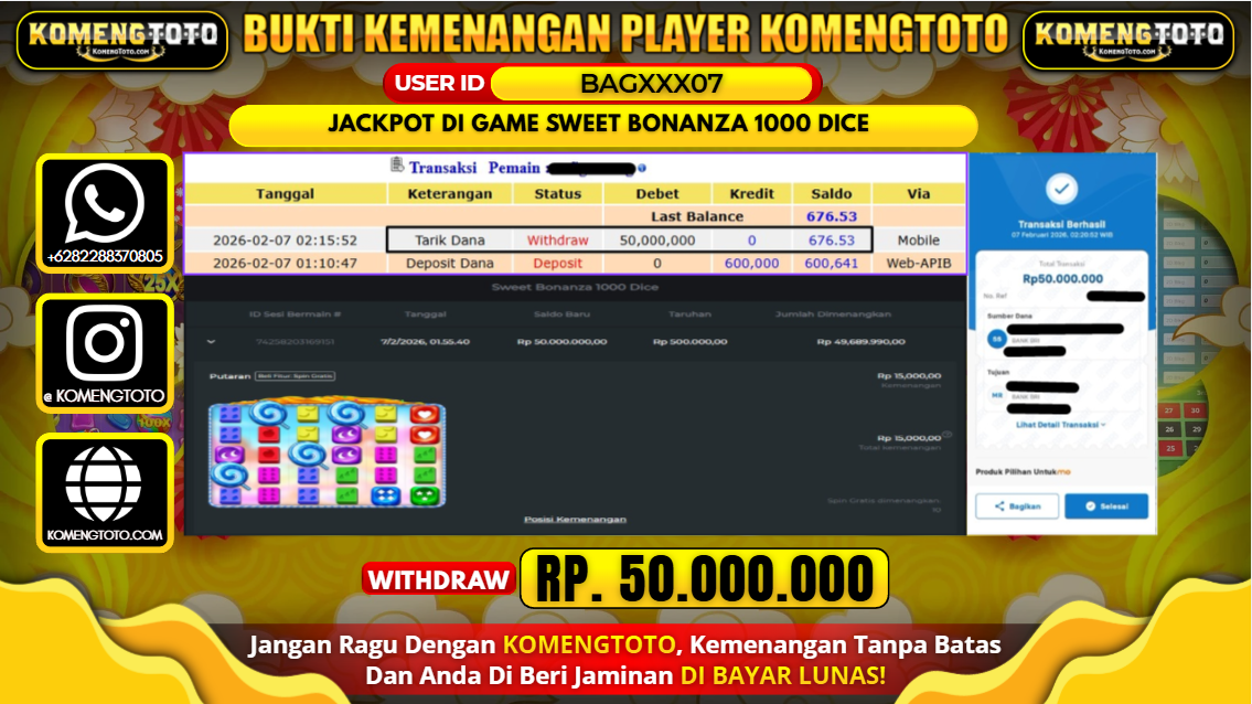LAGI & LAGI!! KEMENANGAN BESAR DI SLOT SWEET BONANZA 1000 DICE SEBESAR Rp.50.000.000 KOMENGTOTO BAYAR LUNAS SECEPAT KILAT !! KOMENGTOTO BAYAR SECEPAT KILAT !!