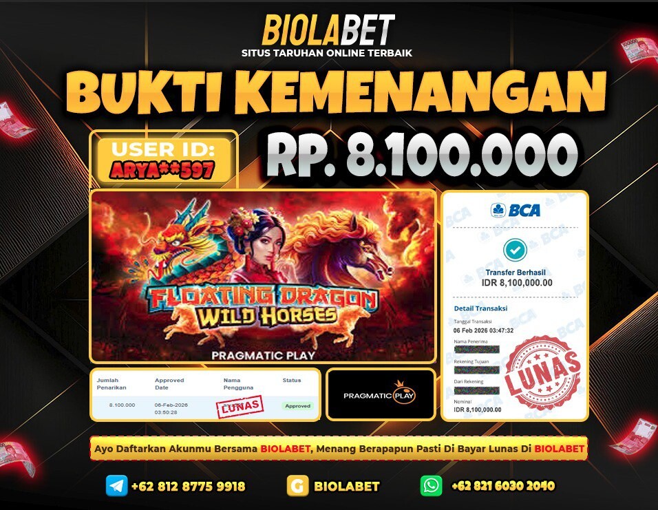 BIOLABET JACKPOT Pragmatic Play Rp.8.100.000.,- LUNAS