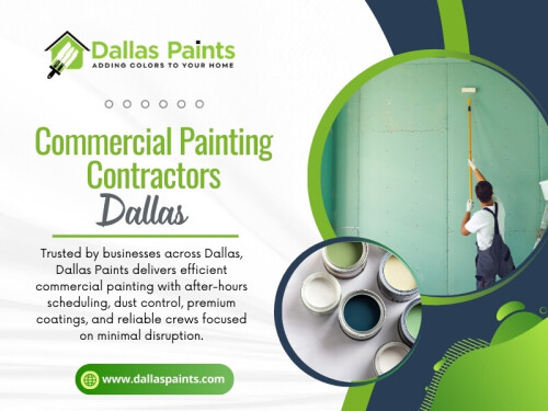 Experienced Commercial Painting Contractors Dallas see the same issues repeat across projects of all sizes. Understanding these pitfalls ahead of time helps businesses stay on schedule and avoid unnecessary stress.

Contact :Dallas Paints
Address: 2427 Allen St, Dallas, TX 75204
 Phone: (214) 978-4400

Find Us On Google Map: https://maps.app.goo.gl/JUwfMorJhrE3fb626

Official website: https://www.dallaspaints.com/commercial-painting-service-dallas


 Read Our Blog:
https://paintsdallas.wordpress.com/
https://dallaspaints.mystrikingly.com/blog/dallas-house-painters
https://penzu.com/p/a55228ff7ad59874


More Links:
https://dallaspaints.mystrikingly.com/
https://www.goodreads.com/dallaspainters
https://linktr.ee/dallaspainters