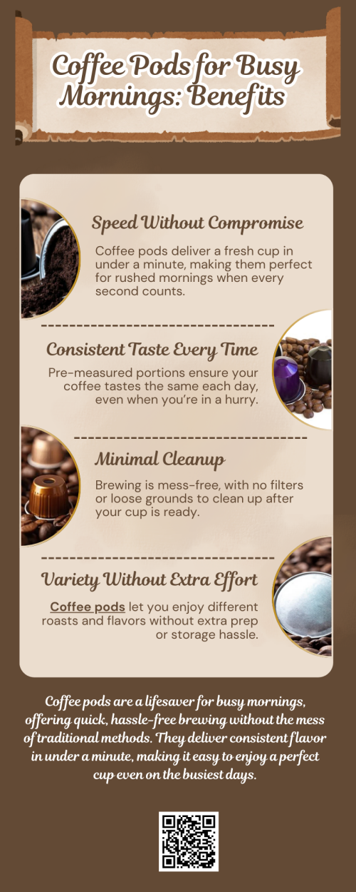 Coffee pods are ideal for busy mornings because they offer speed, simplicity, and consistent taste. With no measuring or cleanup required, you can brew a fresh cup in seconds. Coffee pods help save time without sacrificing flavor, making them a reliable choice for people juggling tight schedules and fast-paced daily routines. To know more visit here - https://wideawakecoffee.com/coffee-pods/