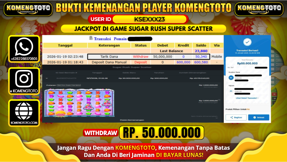 LAGI & LAGI!! KEMENANGAN BESAR DI SLOT SUGAR RUSH SUPER SCATTER SEBESAR Rp.50.000.000 KOMENGTOTO BAYAR LUNAS SECEPAT KILAT !! KOMENGTOTO BAYAR SECEPAT KILAT !!