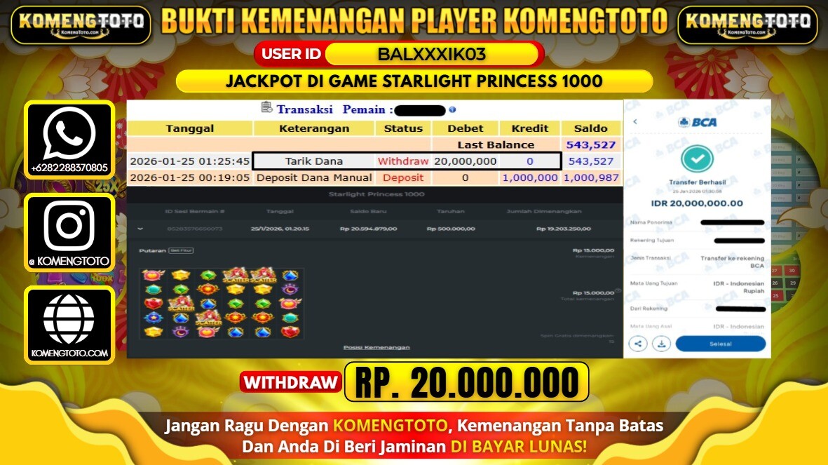 LAGI & LAGI!! KEMENANGAN BESAR DI SLOT STARLIGHT PRINCESS 1000 SEBESAR Rp. 20.000.000 KOMENGTOTO BAYAR LUNAS SECEPAT KILAT !! KOMENGTOTO BAYAR SECEPAT KILAT !!
