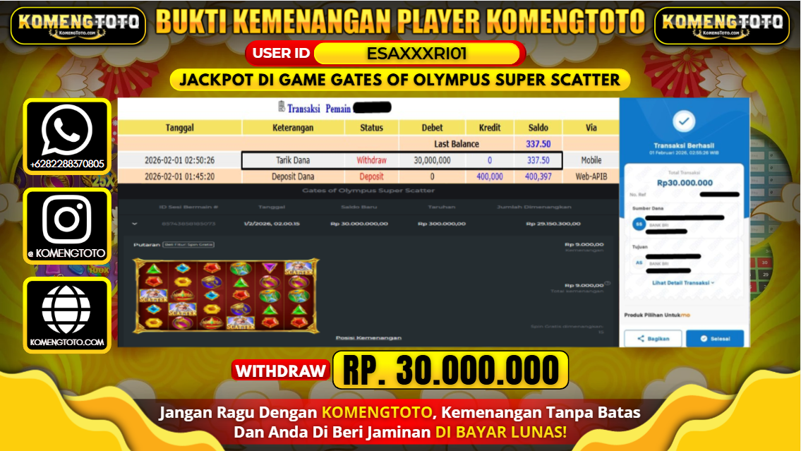 LAGI & LAGI!! KEMENANGAN BESAR DI SLOT GATES OF OLYMPUS SUPER SCATTER Rp.30.000.000 KOMENGTOTO BAYAR LUNAS SECEPAT KILAT !! KOMENGTOTO BAYAR SECEPAT KILAT !!