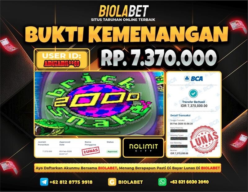 BIOLABET JACKPOT No Limit City Rp.7.370.000.,- LUNAS