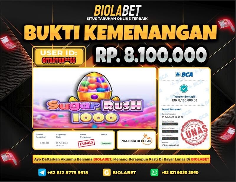 BIOLABET JACKPOT Pragmatic Play Rp.8.100.000.,- LUNAS