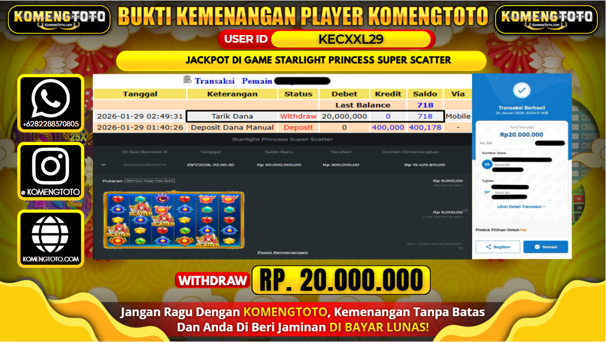 LAGI & LAGI!! KEMENANGAN BESAR DI SLOT  STARLIGHT PRINCESS SUPER SCATTER SEBESAR Rp. 20.000.000 KOMENGTOTO BAYAR LUNAS SECEPAT KILAT !! KOMENGTOTO BAYAR SECEPAT KILAT !!