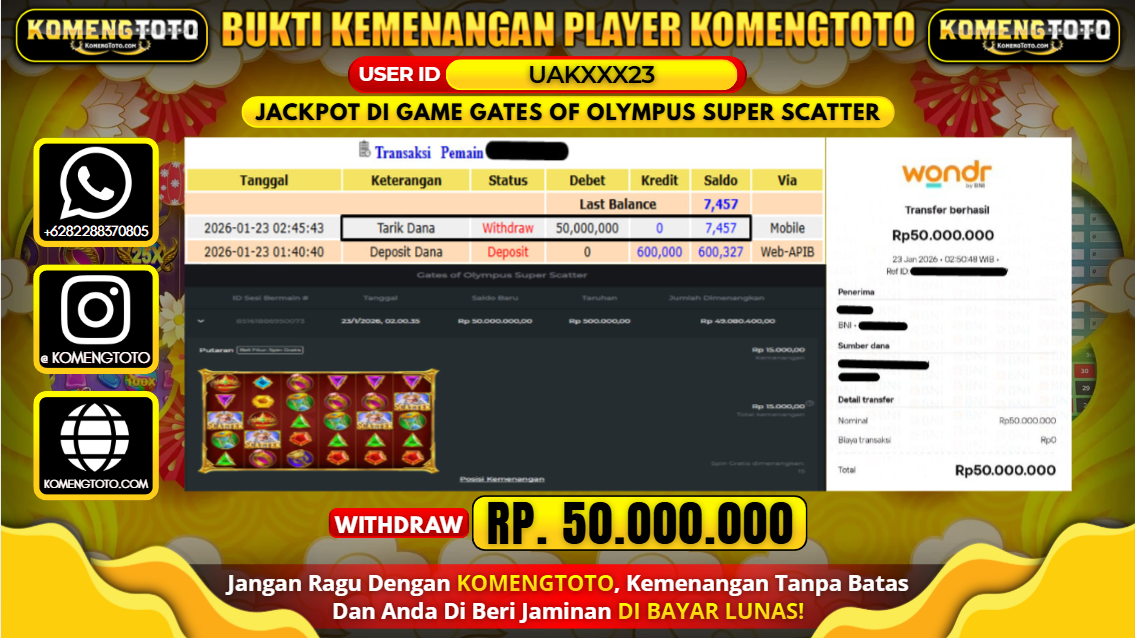 LAGI & LAGI!! KEMENANGAN BESAR DI SLOT GATES OF OLYMPUS SUPER SCATTER  SEBESAR Rp.50.000.000 KOMENGTOTO BAYAR LUNAS SECEPAT KILAT !! KOMENGTOTO BAYAR SECEPAT KILAT !!