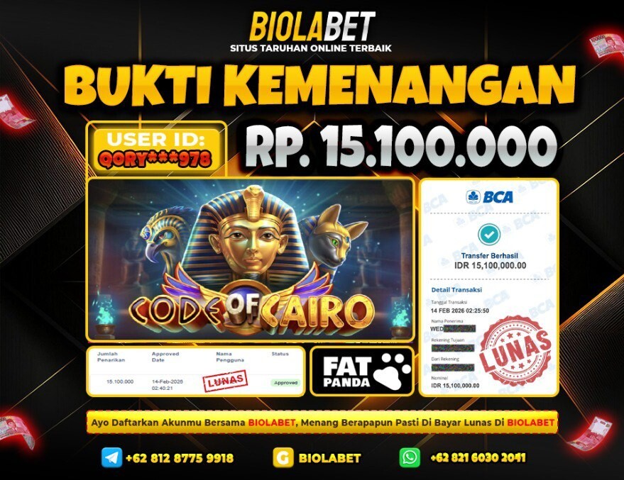 BIOLABET JACKPOT Fat Panda Rp.15.100.000.,- LUNAS